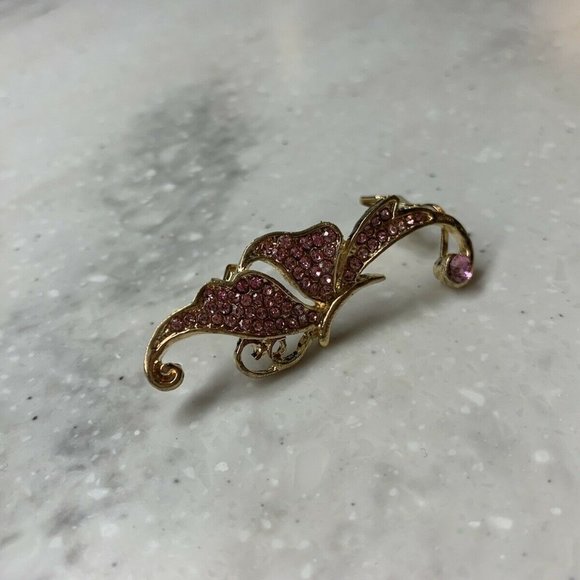 Pink Butterfly Crystal Studded Ear Cuff Jewelry - Picture 5 of 8